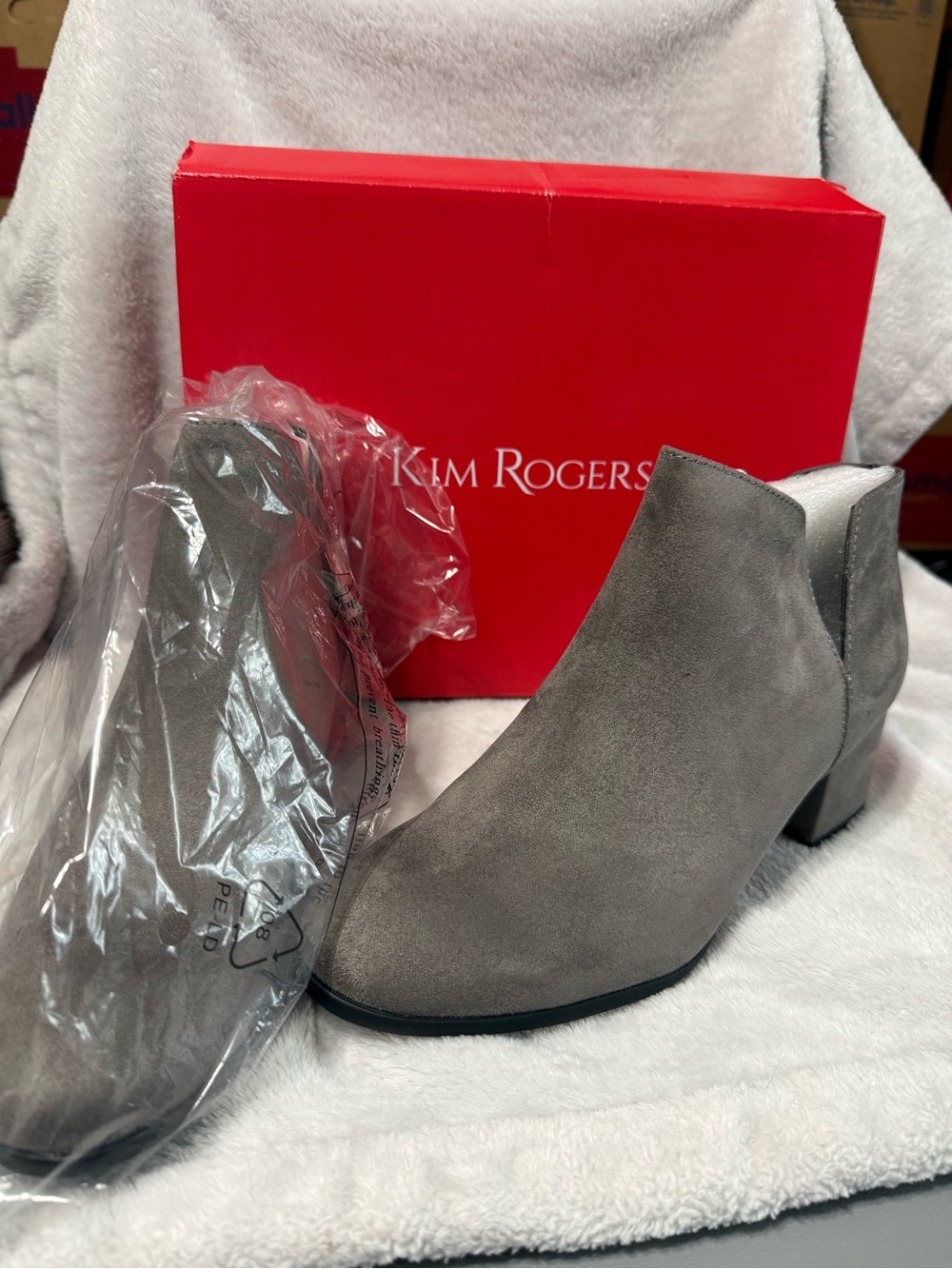 Kim Rogers Gray Suede Chelsea Ankle Boots